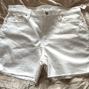 Gap NWT White Shorts Cheeky Midi High Rise Shorts Raw Hem Denim Jean Shorts 20